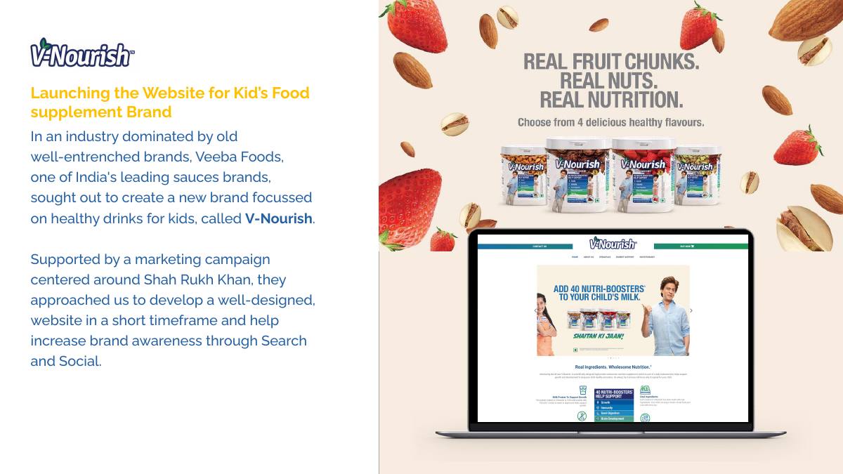 V-Nourish — Website launch for a kids food supplement brand